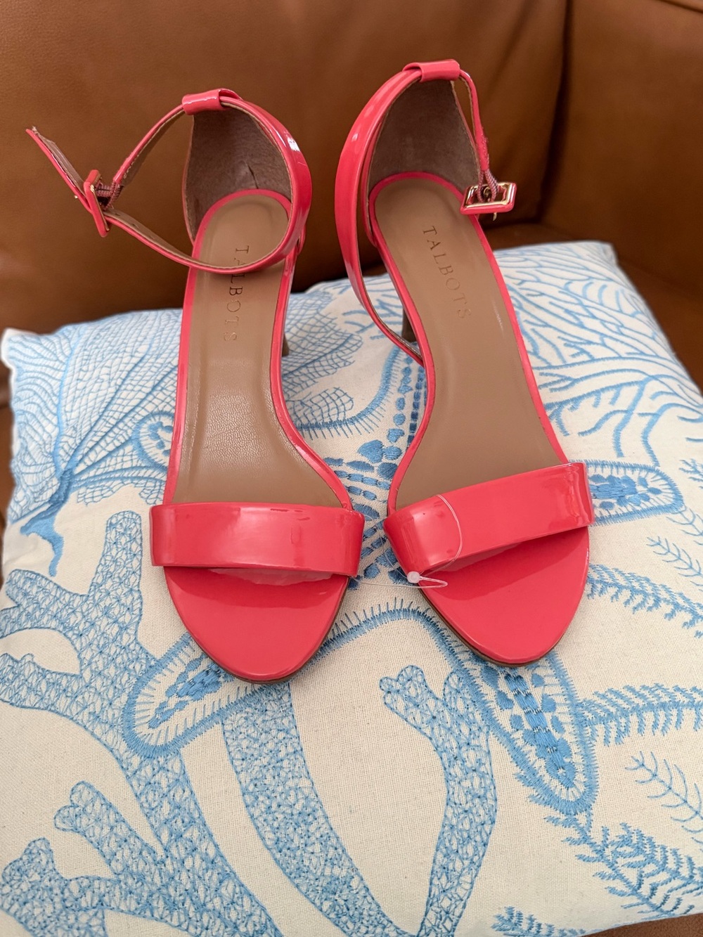 Talbots Coral Patent Ankle-Strap Heels